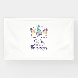 Zus van een Threenager-meisje 3e verjaardag Eenhoo Spandoek