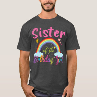 Zus van het meisje dat jarig is Regenboog verjaard T-shirt