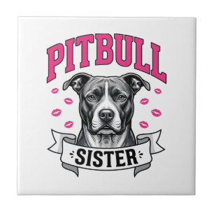 Zus van Pitbull Retro Hondenliefhebber Vectorontwe Tegeltje