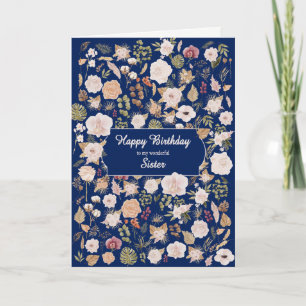 Zus Verjaardag Verspreide Bloemen Kaart