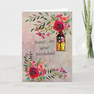 Zusje Gelukkige Verjaardag met Bloemen Kaart