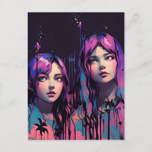 Zussen met Paarse haren Briefkaart