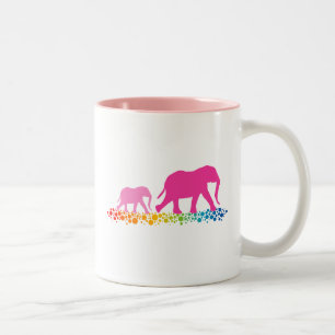Zussen van olifant Walking Tweekleurige Koffiemok