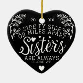 Zussers verbonden via hartfoto Keepomwille Black Keramisch Ornament (Voorkant)