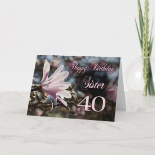 Zuster 40th Birthday met magnolia Kaart