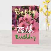 ZUSTER - 75e verjaardag met roze Daisy Flowers Kaart (Gele Bloem)
