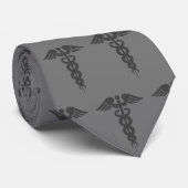 Zuster Afstuderen grijs monochromatische Caduceus  Stropdas (Opgerold)