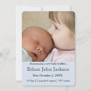 Zuster Announcing Brother's Birth Blue Aankondiging