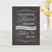 Zuster Birthday - Chalkboard - Geen betere vriend Kaart (Gele Bloem)