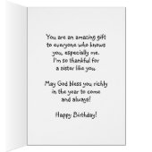 Zuster Birthday, je bent zo'n geweldige zegen. (Binnen (Rechts))