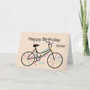 Zuster Birthday Wishes for Bike, Cycling Biking Kaart