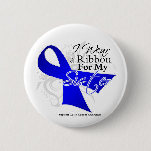 Zuster Blue Ribbon - Colon Cancer Ronde Button 5,7 Cm