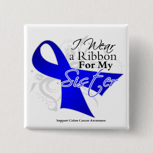 Zuster Blue Ribbon - Colon Cancer Vierkante Button 5,1 Cm