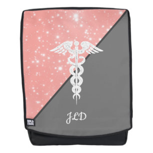Zuster Caduceus Blush Pink Faux Glitter Monogram Rugtassen
