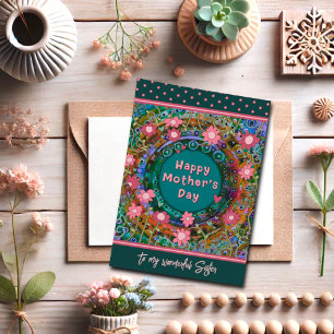 Zuster Floral Hearts  Unieke Moederdag Kaart