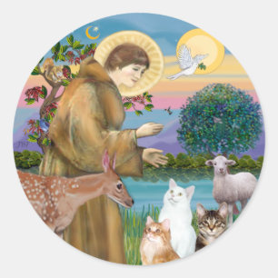 Zuster Frances die 5 katten zegent Ronde Sticker