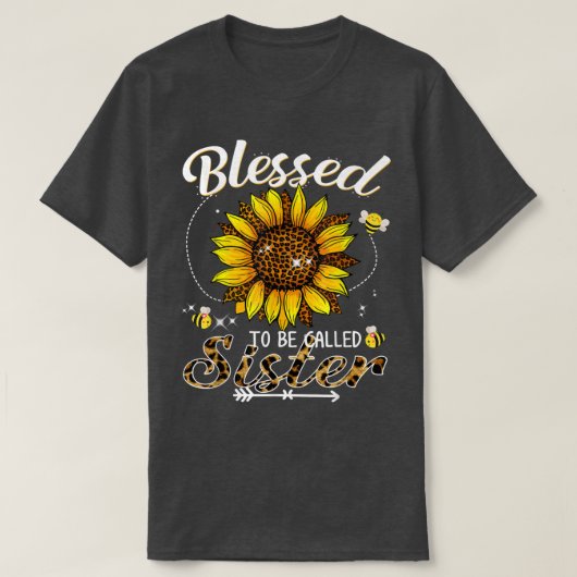 Zuster Funny Leopard Sunflowe, zegen T-shirt (Design voorkant)