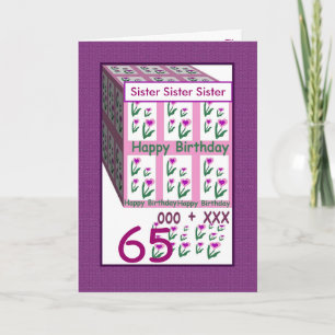 ZUSTER - Gelukkige 65ste Verjaardag Kaart