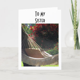 ZUSTER-HAMMOCK ZEGT-ONTSPANNEN, GENIETEN / GELUKKI KAART