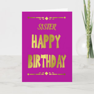 Zuster Happy Birthday Modern Gold Typografie Kaart