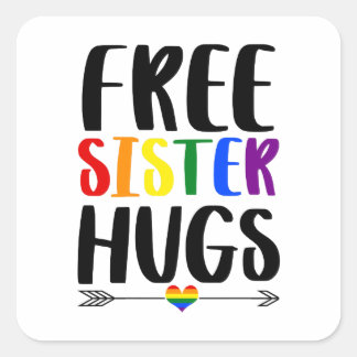 Zuster Hugs met Arrow Rainbow Gay Pride Vierkante Sticker
