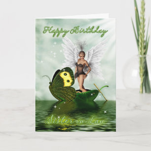 Zuster in Law, Birthday Card - Fantasy Swan Fairy Kaart