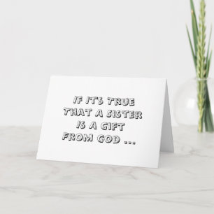 Zuster is een geschenk van God, Verjaardag, wit en Kaart