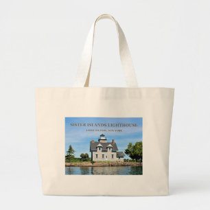 Zuster Islands Lighthouse, New York Jumbo Canvas t Grote Tote Bag