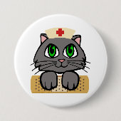 Zuster Kitten (groene ogen) Ronde Button 7,6 Cm (Voorkant)
