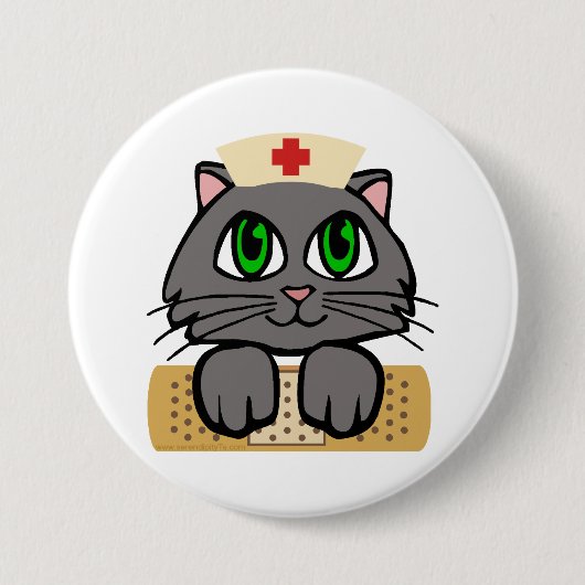 Zuster Kitten (groene ogen) Ronde Button 7,6 Cm (Voorkant)