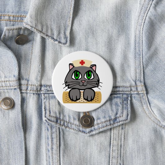 Zuster Kitten (groene ogen) Ronde Button 7,6 Cm (In situ)