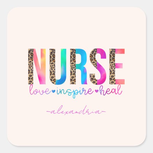 Zuster - Liefde, Inspire, Heal Vierkante Sticker (Voorkant)