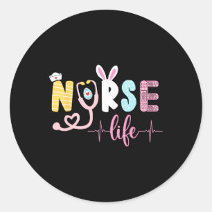 Zuster Life Stethoscope Cute Bunny Easter Women Gi Ronde Sticker