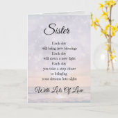 Zuster Love and Enmoediger Poem Design Greeting Kaart (Gele Bloem)