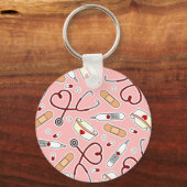 Zuster Love Print Pink Background Sleutelhanger (Voorkant)