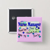 Zuster Manager DANK U Vierkante Button 5,1 Cm (Voorkant /achterkant)