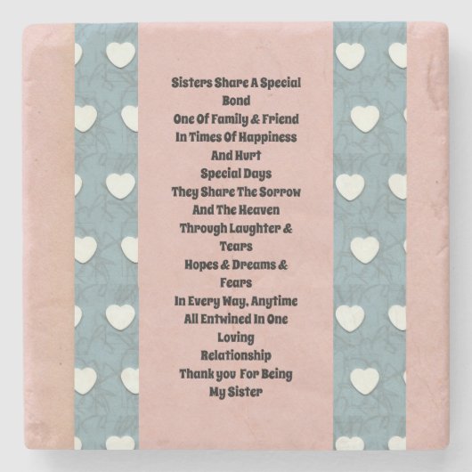 Zuster Marshmallow Hearts Stenen Onderzetter (Voorkant)