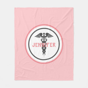 Zuster Medical Caduceus Blush Pink Fleece Deken