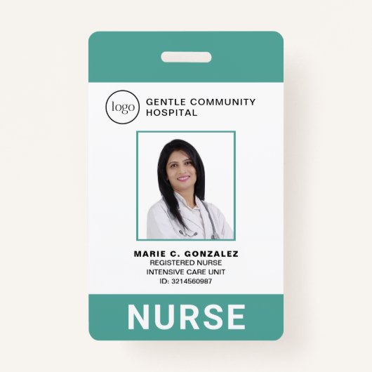 Zuster Medical Green Blauwgroen Ziekenhuis Logo Fo Badge (Voorkant)