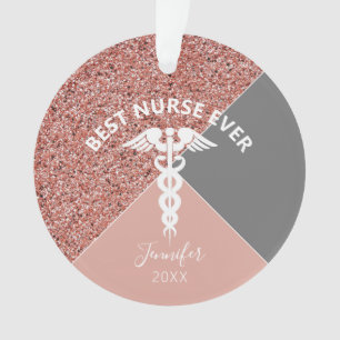 Zuster Medical Roos Gold Glitter-kerstnaam Ornament