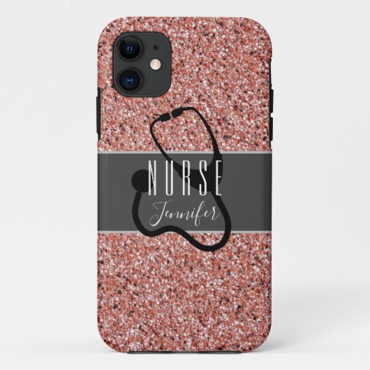 Zuster Medical Stethoscoop Roze Glitter Gepersonal Case-Mate iPhone Case (Achterkant)