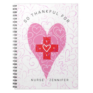 Zuster Monogram roze harten Monogram Naam Notitieboek