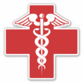 Zuster of Doctor Caduceus Cross Sticker (Voorkant)