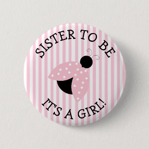 Zuster om roze Baby shower Button te zijn