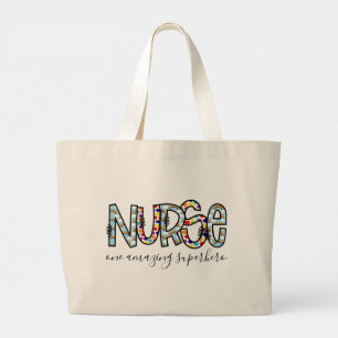 Zuster One Amazing Superheld Modern Typografie Grote Tote Bag