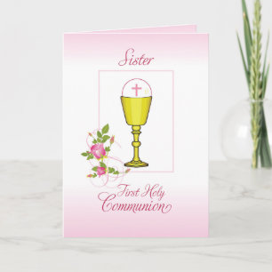 Zuster Pink First Heilige Communie, Chalice, Host Kaart