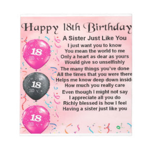 Zuster Poem -   18e Birthday Design Notitieblok