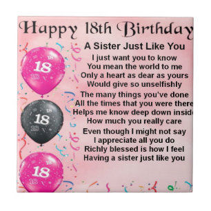 Zuster Poem -   18e Birthday Design Tegeltje