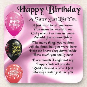 Zuster Poem - Happy Birthday Design Drankjes Onderzetter