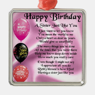 Zuster Poem - Happy Birthday Design Metalen Ornament